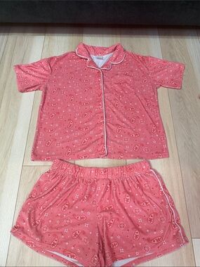 Target Coral Pink Paisley Short Pajama Set